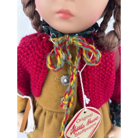 Original Käthe Kruse Stoffpuppe Doll Evchen With Red Sweater & Backpack - Picture 6 of 10